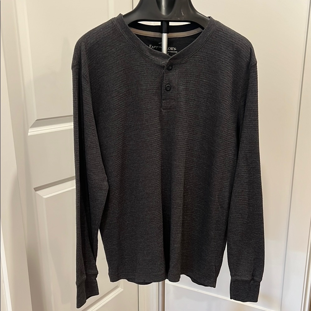 Faded Glory Dark Gray Long Sleeve Henley Mens Size Medium
